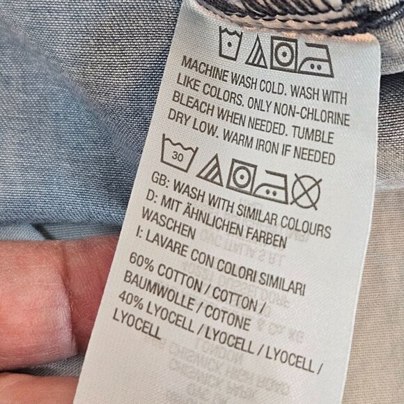 Susan Graver Denim Ombre Gradient Button-Down Shirt 3XP Blue White Long Sleeve - Picture 8 of 12